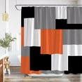 thumbnail image 1 of Black White Gray Orange Geometric Pattern Shower Curtain Abstract Modern Bathroom Decoration Fabric Bathroom Hook Set 70x70 Inches Orange Black, 1 of 6