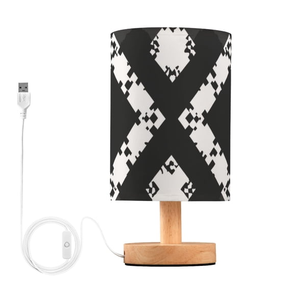 Black White Gray Pixel Pattern Table Lamp with USB Port LED Warm Light Lamp Night Light Home Decor