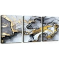 thumbnail image 1 of Black and White Grey Abstract Art,Modern Framed Gold Fluid Ink Canvas Wall Art Prints,Wall Art for Bedroom Living Room Office Wall Decor Picture Artwork Home Decor Ready to Hang 12" X 16" 3 Pieces, 1 of 6