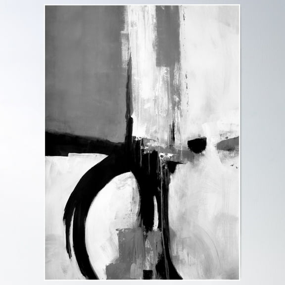 Black White Grey Abstract Poster Wall Art, Modern Wall Decor For Living Room Bedroom, 8x12 UNFRAMED