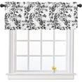 thumbnail image 1 of Black White and Grey Leaf Kitchen Curtain Valances for Windows Spring Summer Watercolor Leaves Window Curtains 54x18 Inch Short Rod Pocket Valance 1 Panel for Living Room Bathroom Decor, 1 of 6