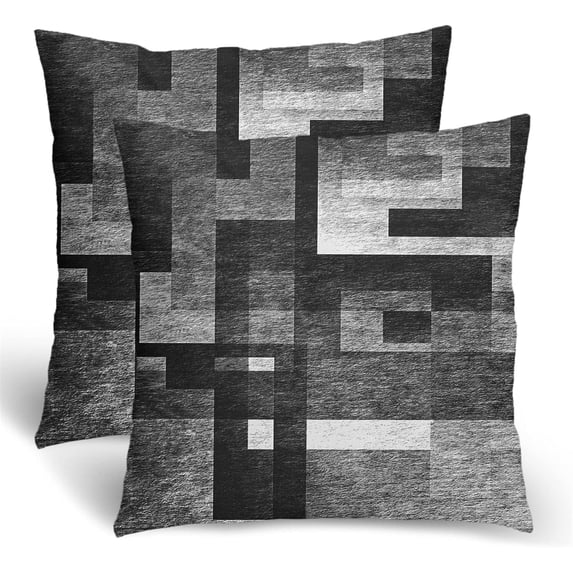 Black White Grey Pillow Covers 18x18, Abstract Art Outdoor Decorative Throw Pillows for Couch, Modern Geometry Decor Cushion Cover 2 Pcs Soft Farmhouse Square Pillowcase for Bed Car Safa