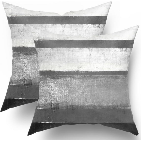 Black White Grey Pillow Covers 20x20 Set of 2 Light Gray Modern Abstract Art Striped Throw Pillows Farmhouse Outdoor Decorative Pillowcase Cotton Square Cushion Cover for Home Couch Bed