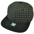 thumbnail image 1 of Black White Grid Square Pattern Flat Bill Snapback Hat Cap Blank Adjustable, 1 of 2
