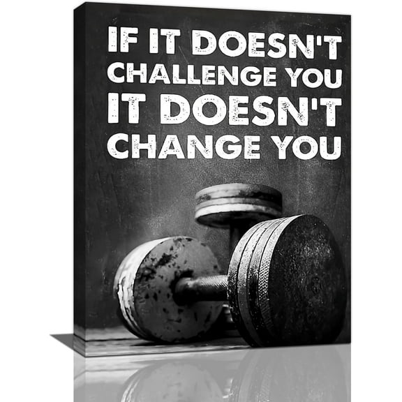 Black and White Gym Wall Art Cool Gym Workout Sign Poster Pictures Wall Decor Life Inspirational Quotes Canvas Painting Prints Motivational Sports Unframed Artwork for Gym Bedroom Living Room