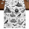 thumbnail image 1 of Black White Halloween Burlap Cotton Table Runner 13x90 Inches Long, Minimalist Horror Skull Farmhouse Table Runners, Outdoor Dining Table Decor for Baby Shower/Party/Wedding, 1 of 8