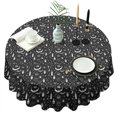 thumbnail image 1 of Black White Halloween Candle Eye Bat Pattern Round Tablecloth 60"x60",Wrinkle Wipeable Table Cloth for Kitchen Dining Room Picnic Patio Party, 1 of 6