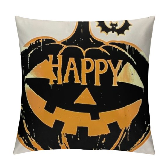 Black White Halloween Decor Pillow Covers Happy Halloween Pumpkin Bat Boo Quote Cushion Case Fall Holiday Soft Flannel Throw Pillows Decor Halloween Decorations