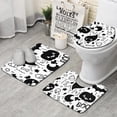 thumbnail image 1 of Black and White Halloween Doodle Pattern Bathroom Rugs Sets 3 Piece,Toilet Cover Set,Absorbent Non Slip Bathroom Mats Sets with U-Shaped Contour Rug Toilet Rug Set, 1 of 5