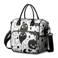 thumbnail image 1 of Black and White Halloween Doodle Pattern Womens Lunch Box for Work,Insulated Large Lunch Bag for Tween and Teen,Loncheras Para Mujer,Leakproof Adult Lunch Bag for Work,Beach,Travel,Picnic,Camping, 1 of 7