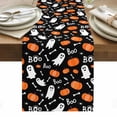 thumbnail image 1 of Black White Halloween Ghost Table Runner - 120 Inch Long, Kitchen Dining Table Runner Dresser Scarves, Orange Pumpkins Fall Farmhouse Decor for Coffee Tables Wedding Party Banquet, 1 of 8