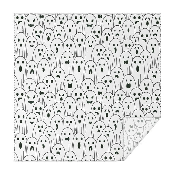 Black and White Halloween Ghosts Square Tablecloth,Waterproof Square Table Cover,Wipeable Spillproof Washable Table Cover for Home Kitchen Party Decor 52"x52"(132x132cm)