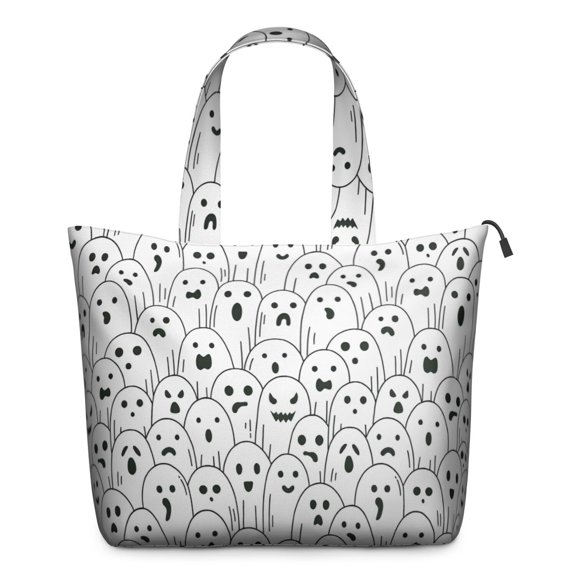 Black and White Halloween Ghosts Travel Tote Bags for Women Carry On,Large Weekender Bags for Women Travel,Multi Functional Duffle Bag for Work,Shopping,Sports