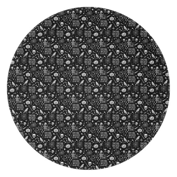 Black White Halloween Skull Pattern Round Blanket,Comfortable Soft Flannel Throw Blanket,All Season,Warm Lightweight Blankets for Sofa Bed Couch Living Room Chair 60"x60"