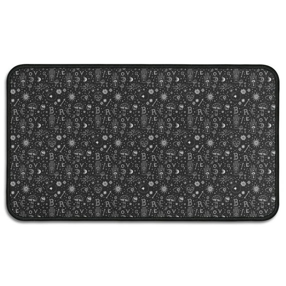 Black White Halloween Symbol Pattern Door Rugs,Washable Non Slip Door Mats Indoor,Decorative Door Mats,Entry Mat Indoor for Entrance,Bedroom,Kitchen,Bathroom,30"x17"