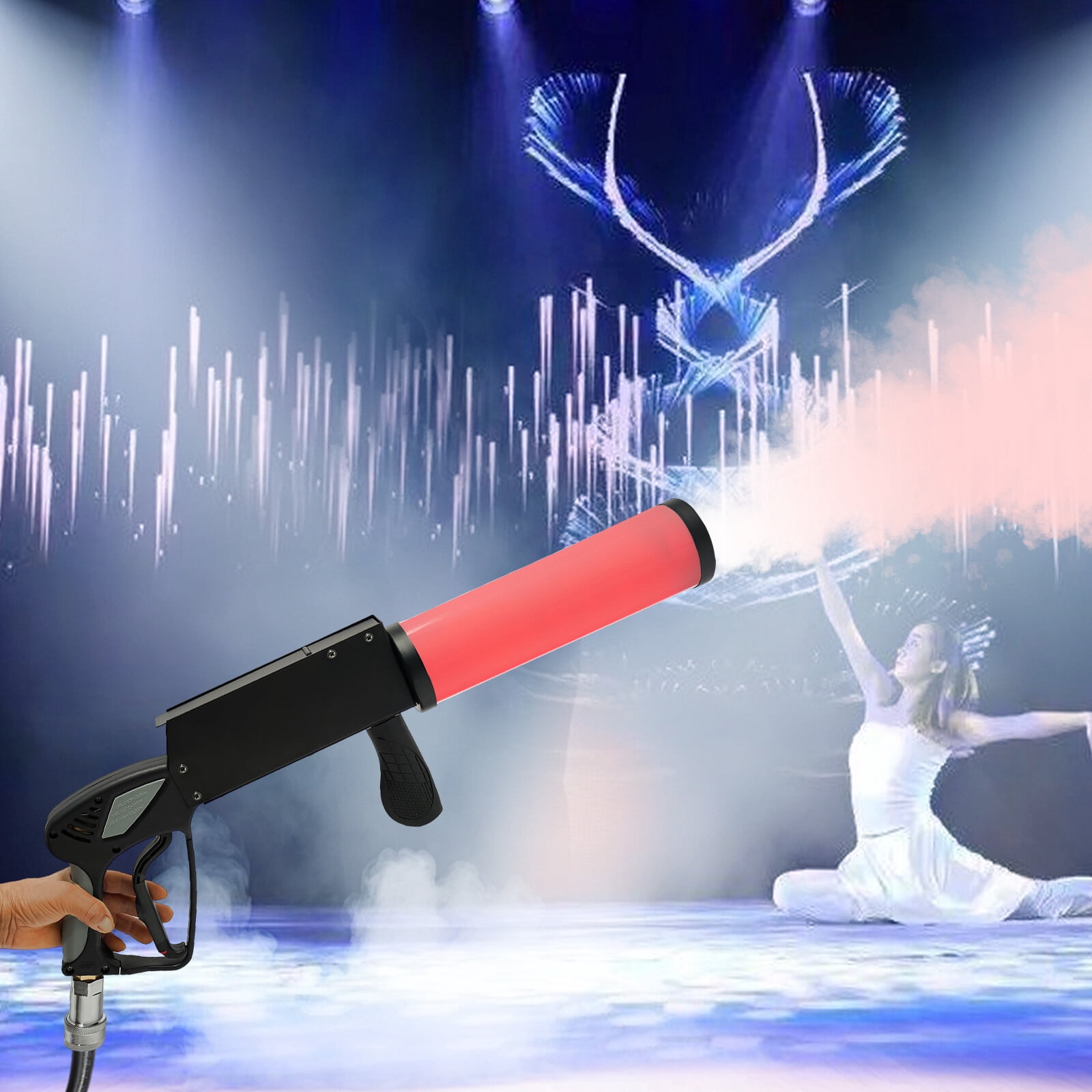 Black White Handheld Fog Gun LED CO2 Fog Cannon Special Effects Fog Machine Gun Party Bar DJ for Weddings