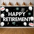 thumbnail image 1 of Black and White Happy Retirement Banner Balloon Design Retirement Display Airplane  Passport Pattern Retirement Backdrop for Retirement Party Farewell Event Office Party, 1 of 8