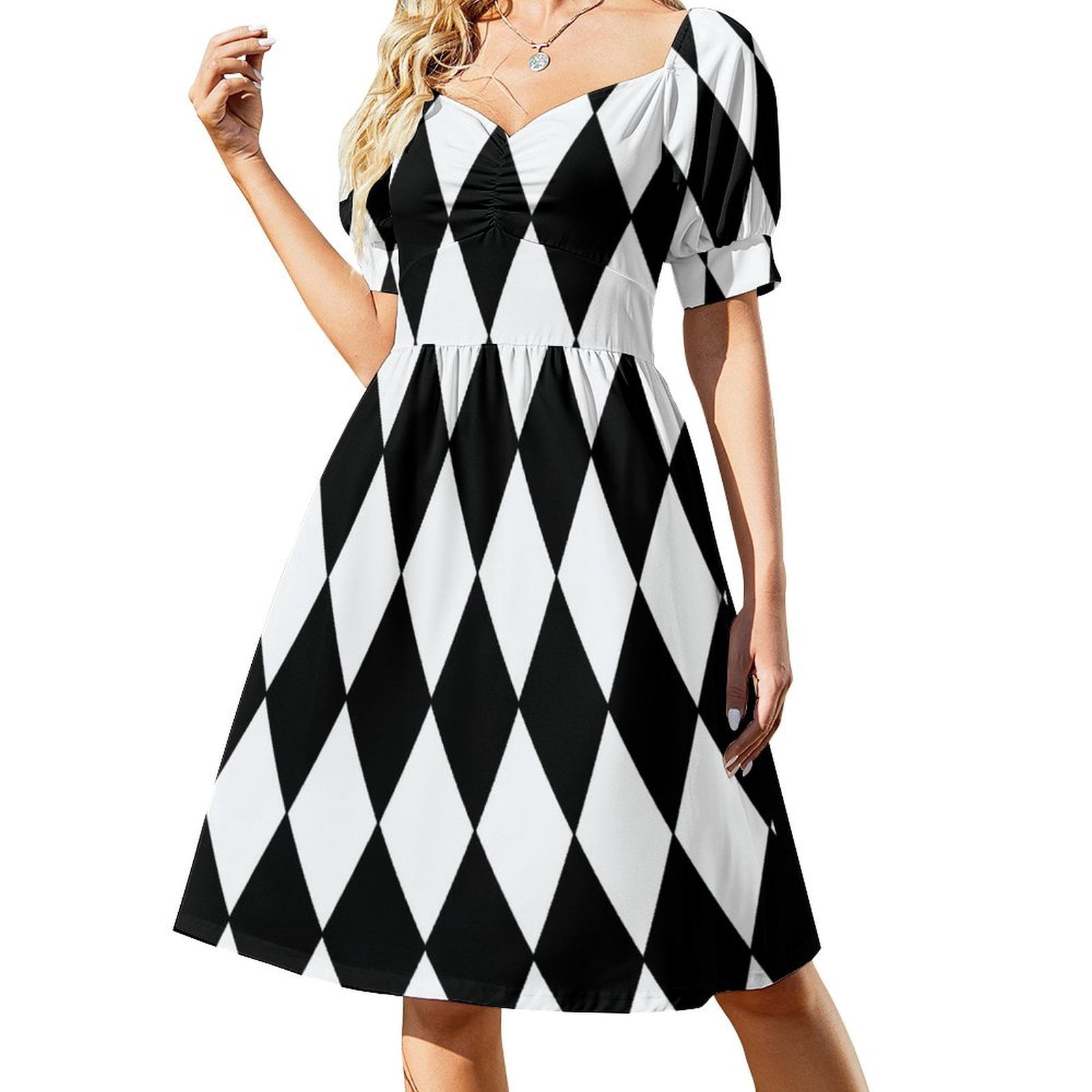 Black White Harlequin Dress elegant dresses plus sizes womens clothing dress  women summer dresses for woman