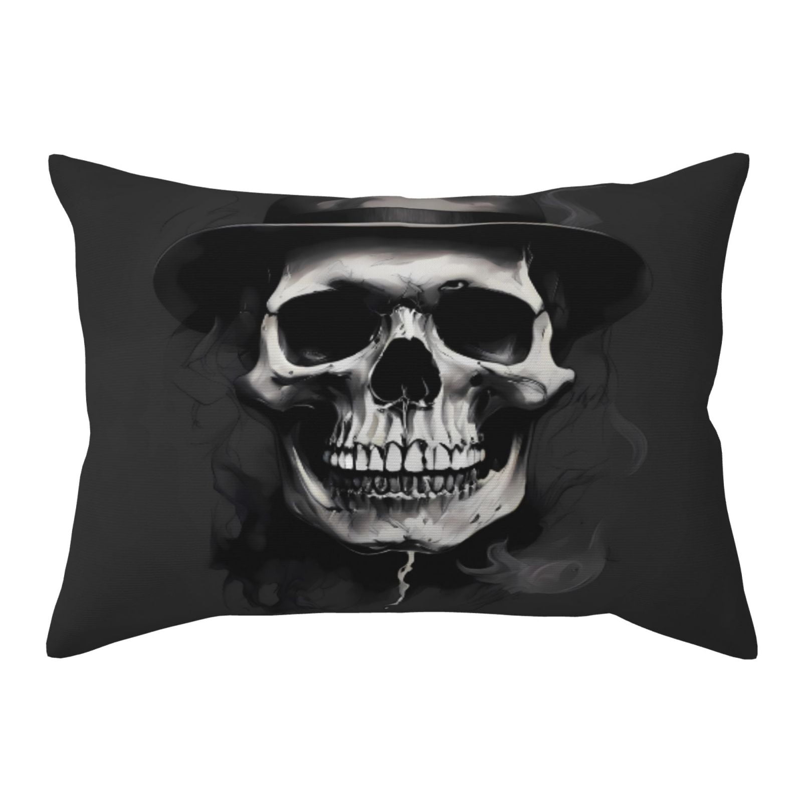 Black White Hat Skull Super Soft Pillow Case 20x26, Breathable