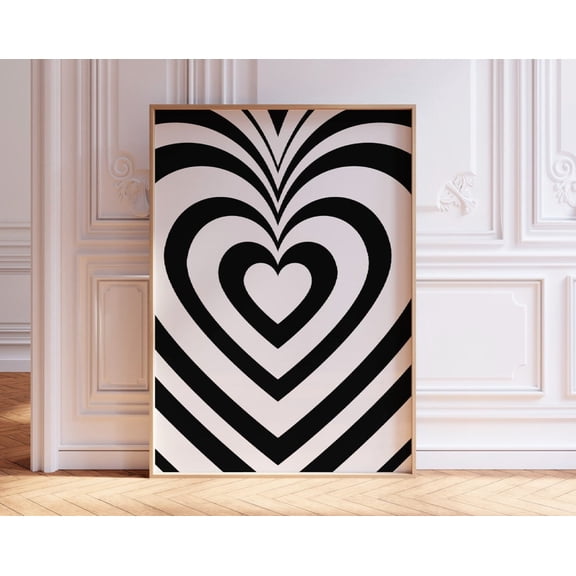 Black And White Hearts Print, Love Preppy Wall Art, Graffiti Hearts, Valentine'S Day Gift, Psychedelic Poster, Retro 70S Poster Wall Art, Modern Wall Decor, 24x36 UNFRAMED
