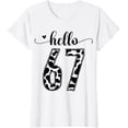 thumbnail image 1 of Black White Hello 67 Cow Print 67th Birthday Animal Pattern T-Shirt, 1 of 2