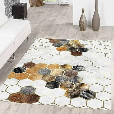 HR Ultra-Soft Shaggy Area Rug with Southwestern Diamond Pattern Beige ...