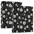 Black and White Hibiscus Flowers 3 Ring Binder 1.5" Decorative DRing