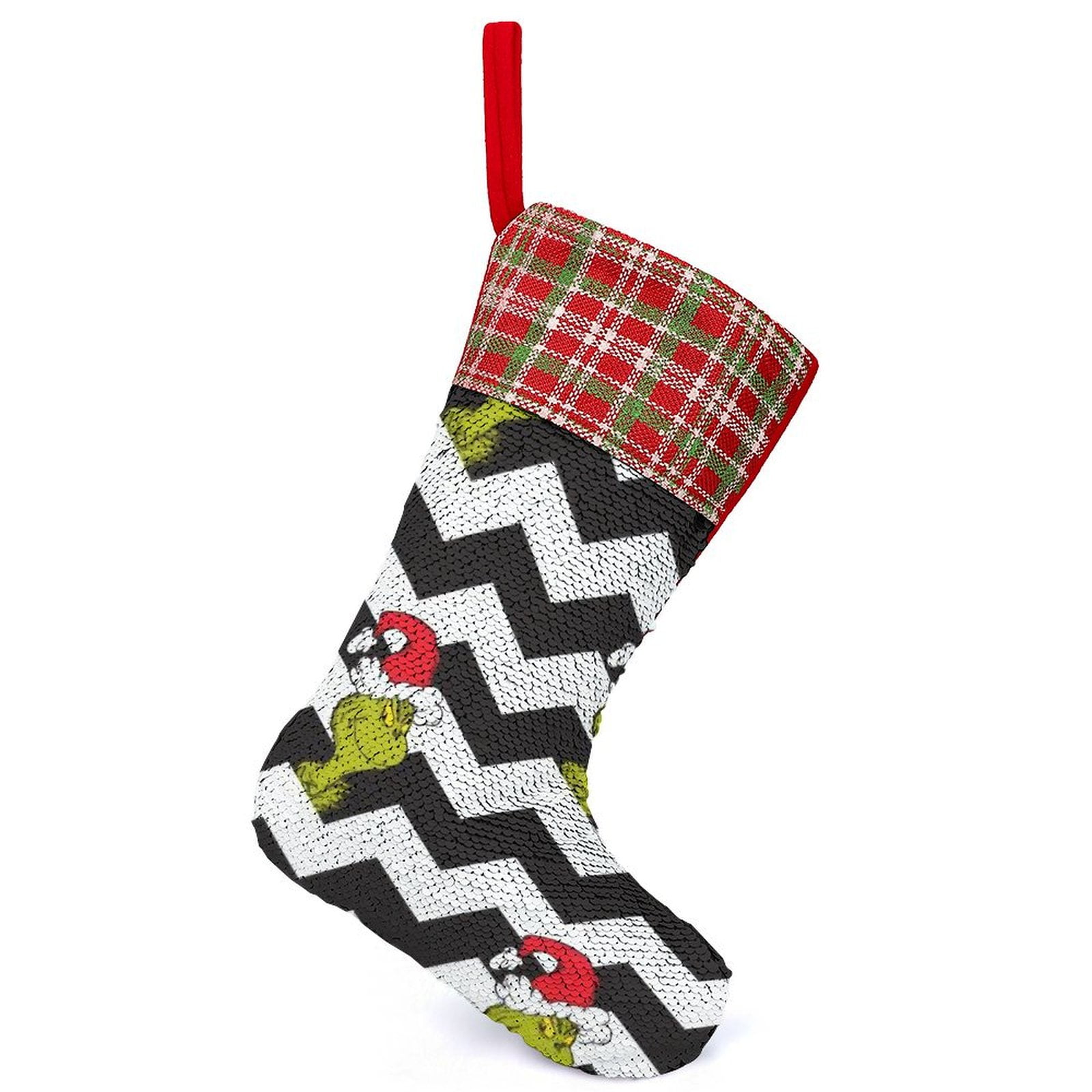 Black & White Holiday Grinch Christmas Stockings,Reversible Color ...