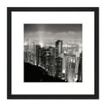 thumbnail image 1 of Black White Hong Kong City Skyscrapers Photo 8X8 Inch Square Wooden Framed Wall Art Print Picture with Mount, 1 of 4