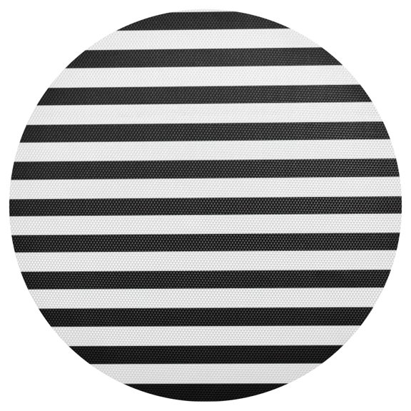 Black White Horizontal Narrow Stripes PVC Round Grid Placemat Table Mat 1 Pc 15.4" x 15.4"