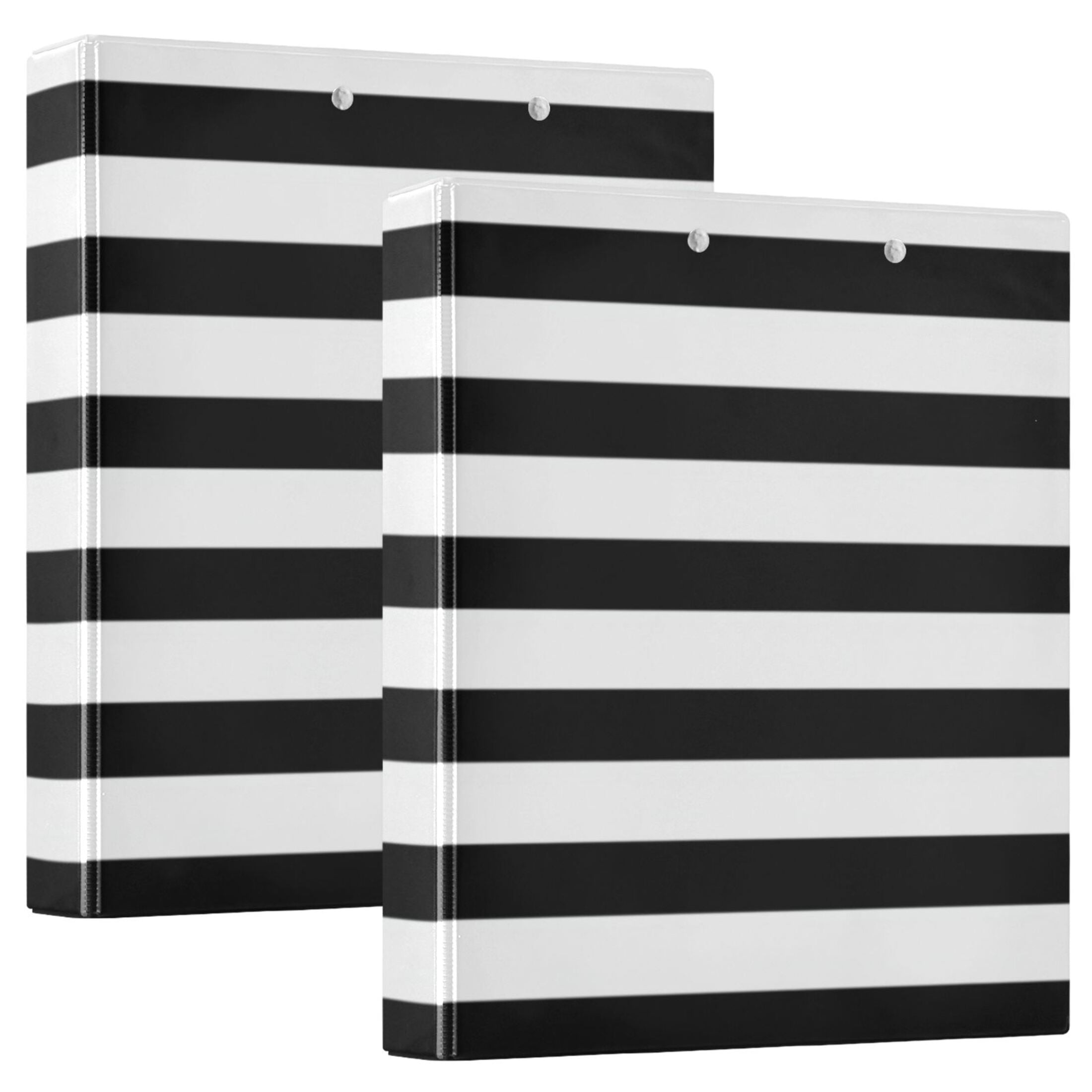 Horizontal Binders Black White Horizontal Narrow Stripes Round Ring Binder 3 Rings 1.5 ...