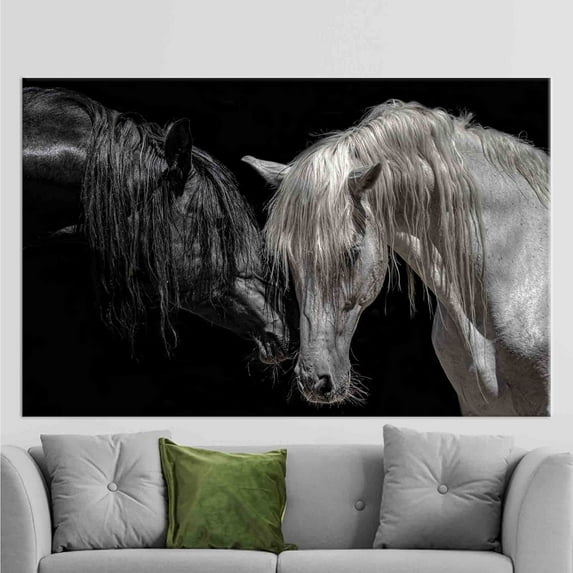 Black And White Horse, Canvas Decor, Canvas Print, Wall Decor, Horse Canvas Decor, Farmhouse Poster, Modern Artwork, Animal Canvas, Canvas Wall Decor - Rolled Canvas