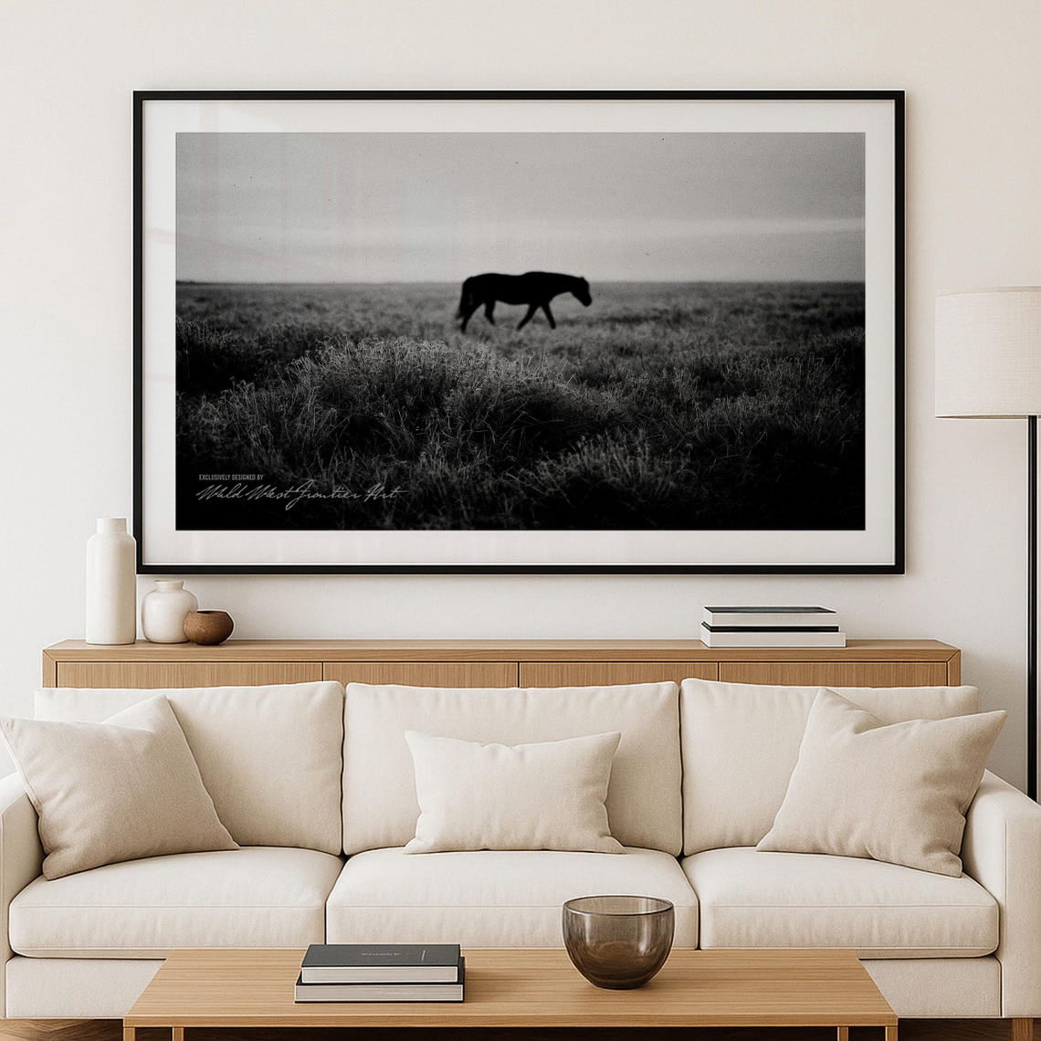 Black And White Horse In Field Western Fine Art Print, Moody Hasselblad ...