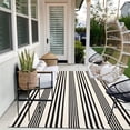 thumbnail image 1 of Black and White Indoor Outdoor Rug, 5’x8’ Cotton Striped Reversible Washable Modern Farmhouse Rug, Hand-Woven Large Patios Area Rug Carpet Mat for Clearance Bedroom Living Room Balcony Decor C108, 1 of 3