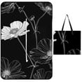 thumbnail image 1 of Black And White Ink Flower Waterproof Picnic Blanket with Foldable Zipper, Suitable for Outdoor Use, Suitable for Travel, Camping, Beaches, Parks, Grasslands, Picnic Blanket Accessories, 1 of 8