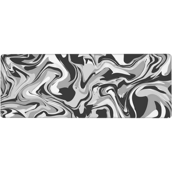 Black White Ink Liquid Waves Gaming Mouse Pad Large Mousepad Office XL Extended Desk Mat Non-Slip Rubber Base for Office Home 31.5x11.8 Inch
