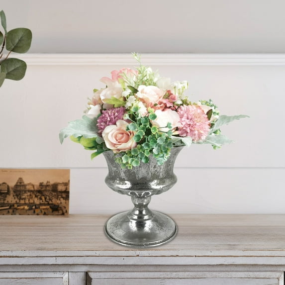 Black & White Iron Decorative Vase - 15x12x12cm Modern Floral Centerpiece for Weddings, Home, Office - Elegant Gift for Mother's Day, Anniversary, Housewarming