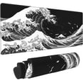 thumbnail image 1 of Black and White Japan Japanese Sea Wave Gaming Mouse Pad 31.5 X 11.8 Inch XL Extended Large Keyboard Non-Slip Rubber Base with Stitched Edges for Home Office, 1 of 7