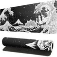 thumbnail image 1 of Black and White Japanese Wave Dragon Gaming Mouse Pad - Abstract Mat with Non-Slip Rubber Base, 31.5x11.8 Inch, Stitched Edges - Desk Pad for Office and Home, 1 of 6