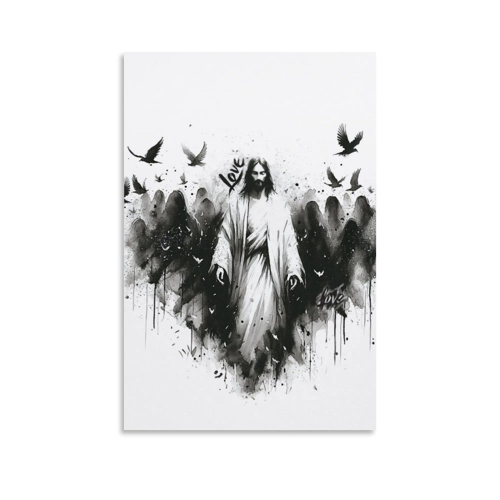 black-and-white-jesus-christ-picture-wall-art-poster-jesus-love-canvas