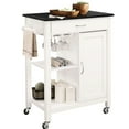 thumbnail image 1 of Black And White Kitchen Cart For Dining: Has Locking Wheels, Cabinet Storage, Wine Rack & Towel Stunning With Cabinet, Rack, Shelf Functional Drawer Dining, 1 of 2