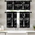 thumbnail image 1 of Black White Kitchen Curtains Farmhouse Window Curtains Valance and Tier Set 36 Inch, Eat Good Laugh Often Live Well Rod Pocket Short Tier Curtain, Abstract Small Curtains for Kitchen Decor, 1 of 6