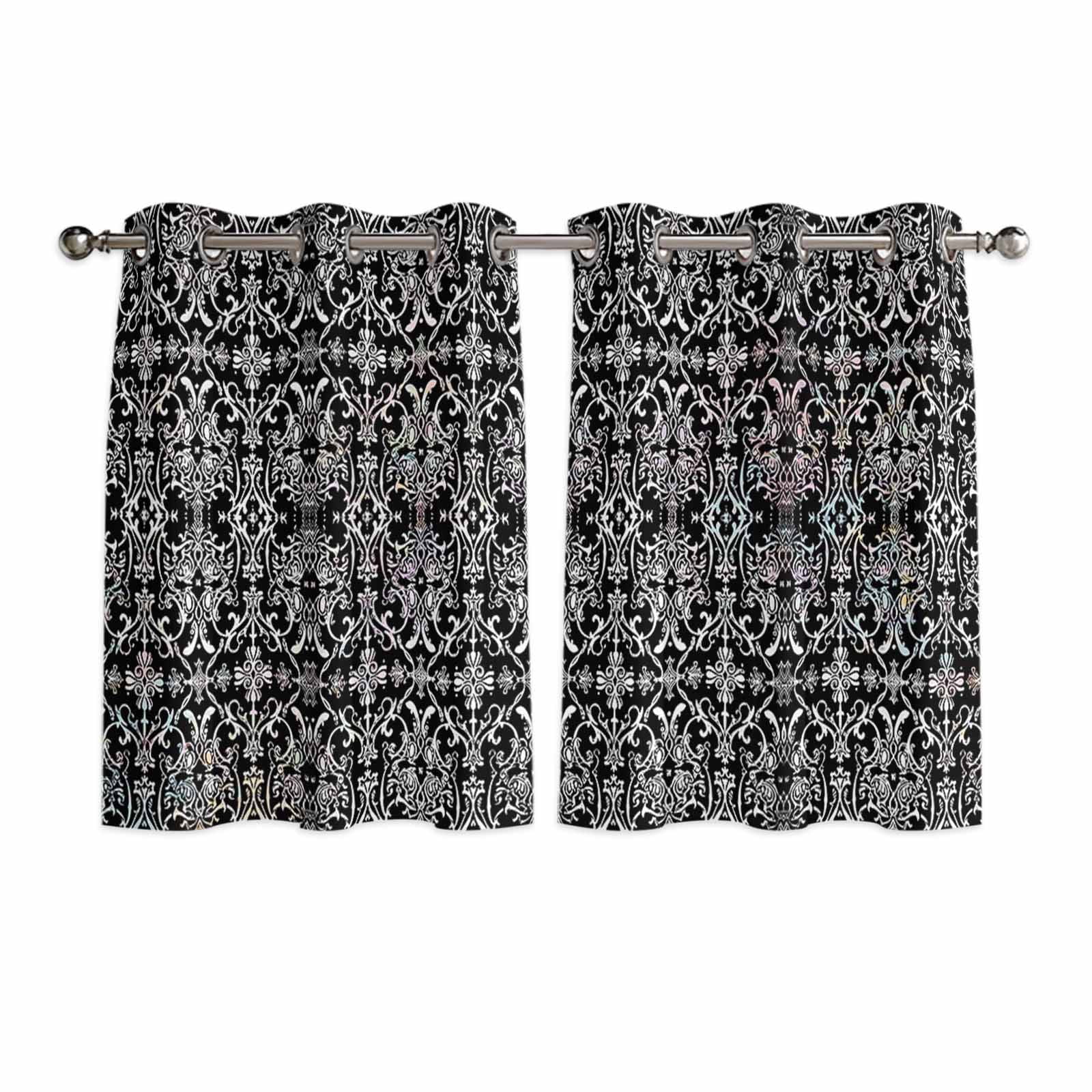 Black and White Kitchen Curtains Short 45 Inch Length, Modern Moroccan ...