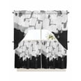thumbnail image 1 of Black White Kitchen Curtains Swag Valance and Tier Curtains Set 24 Inch Length, Abstract Graffiti Paint Country Retro Tribal Rod Pocket Drape Panels Pair Swag Curtains for Bathroom/Cafe/Window, 1 of 6