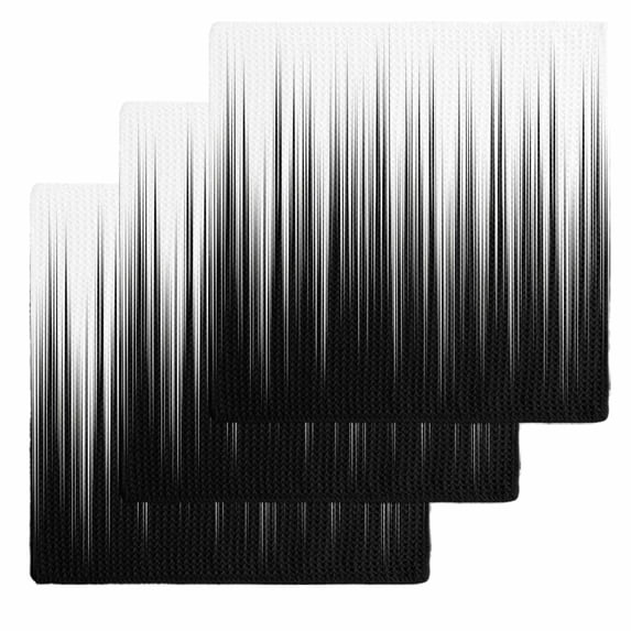 Black White Kitchen Dish Towels for Drying Dishes Set of 3, Modern Geometric Abstract Gradient Striped Waffle Weave Microfiber Hand Tea Bathroom Towels Quick Dry & Absorbent Towel 12x12