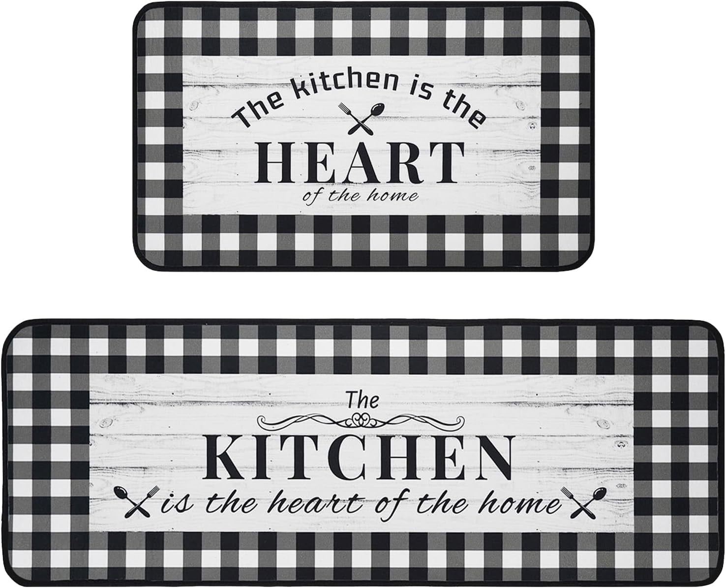Black and White Kitchen Rugs, Buffalo Plaid Kitchen Rug, Fun Kitchen