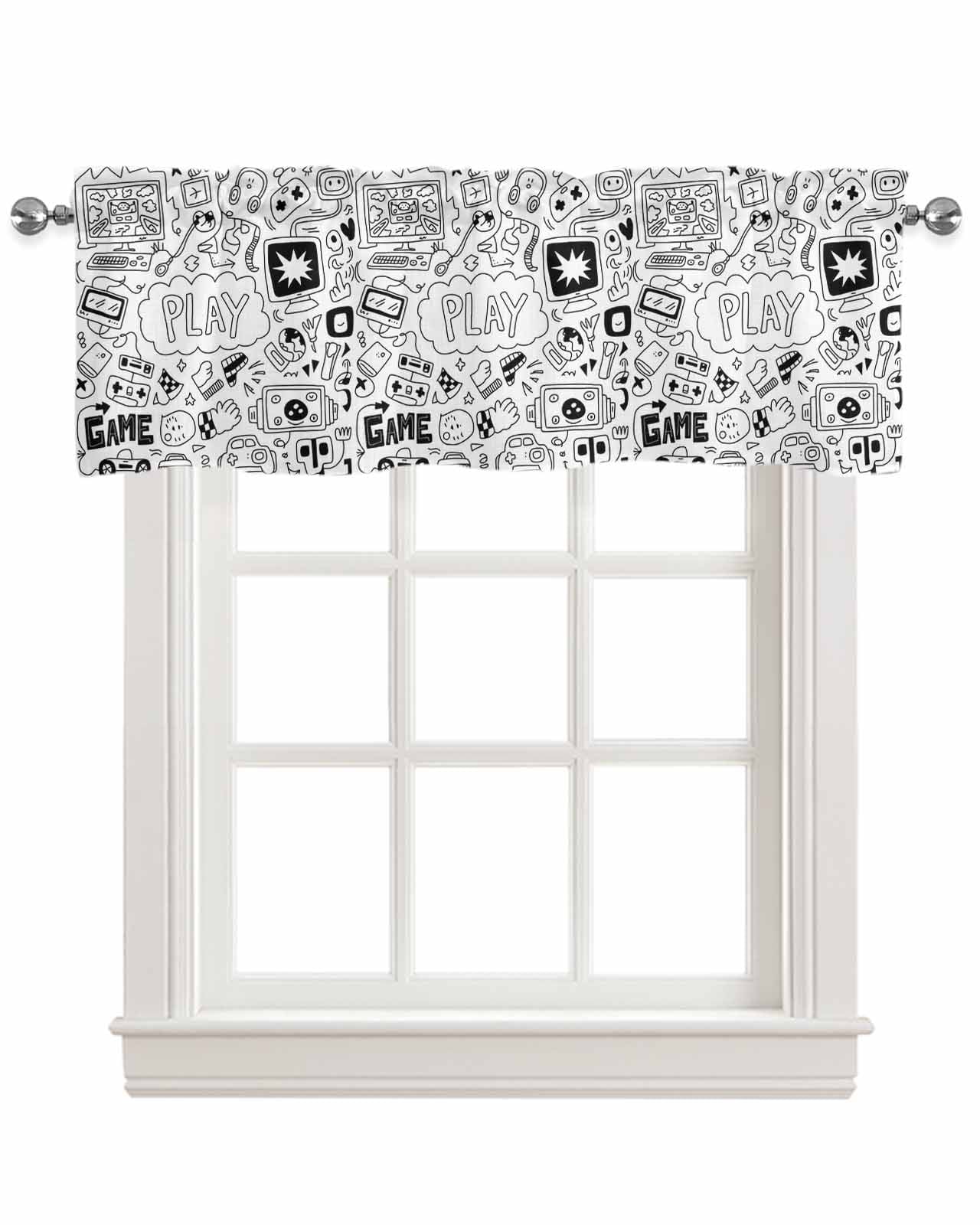 Black White Kitchen Valances for Windows Farmhouse Linen Window Valance ...