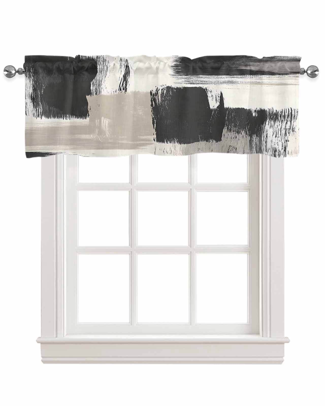 Black White Kitchen Valances for Windows Farmhouse Linen Window Valance ...