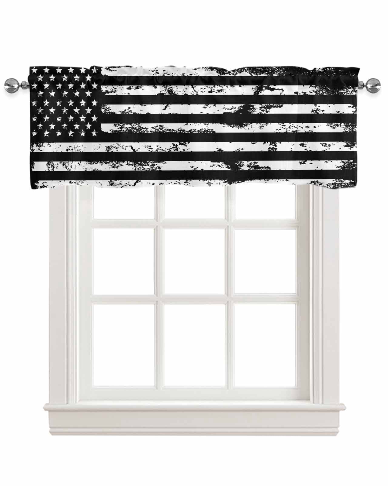 Black White Kitchen Valances for Windows Farmhouse Linen Window Valance ...