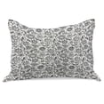 thumbnail image 1 of Black and White Knitted Quilt Pillowcover, Floral Composition Doodle Style Foliage Sketch Abstract Feminine Theme, Standard King Size Pillow Cover for Bedroom, 30" x 20", Black White, by Ambesonne, 1 of 1